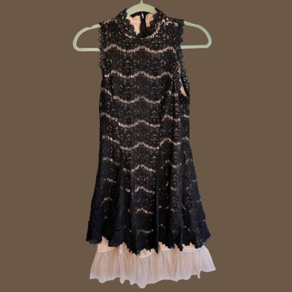Trixxi Black Lace Illusion Fit & Flare Dress